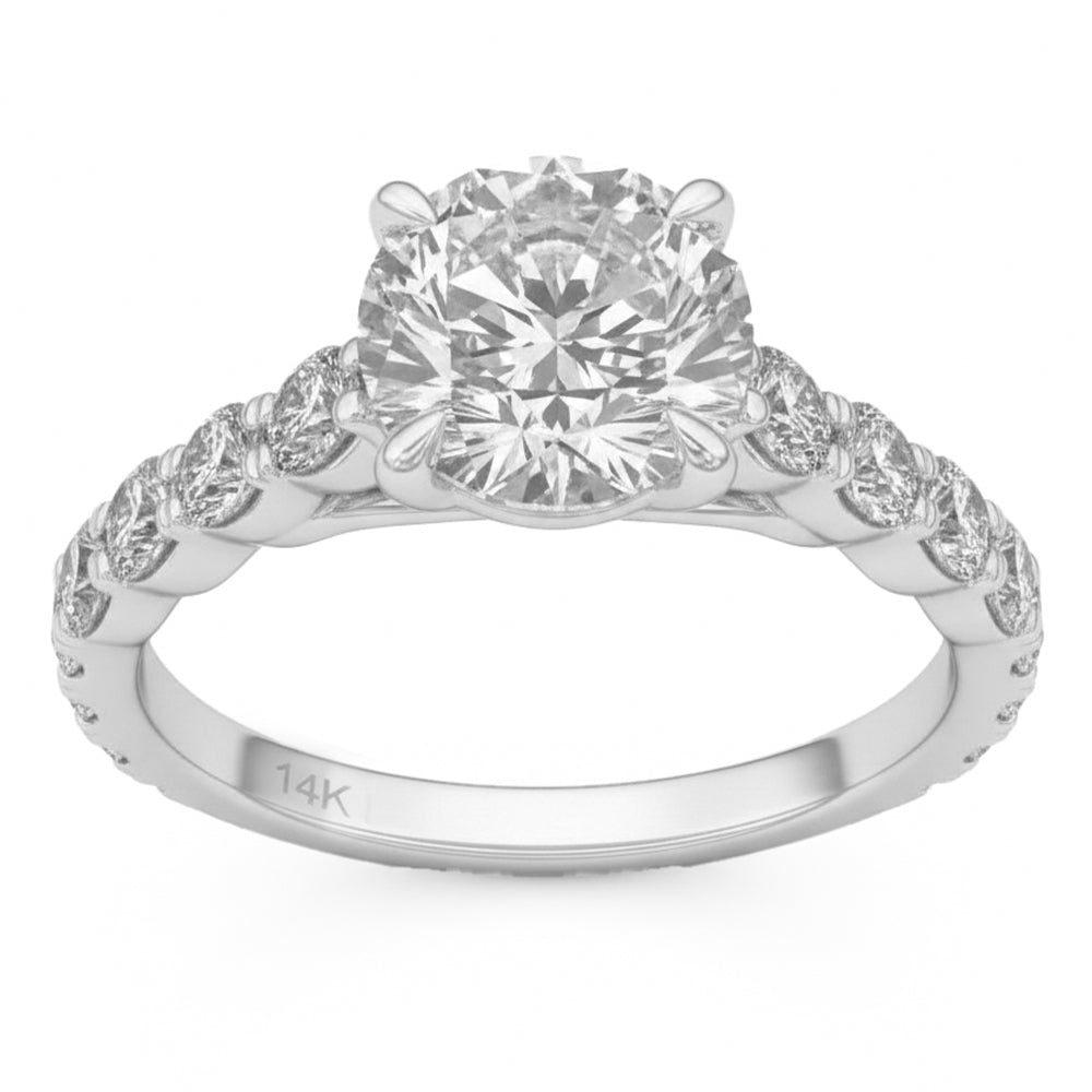 2.79ct 14K White Gold  Diamond Ring Size 6.5