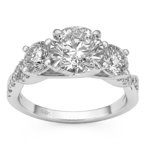 3.27ct 14K White Gold  Diamond Ring Size 6.5