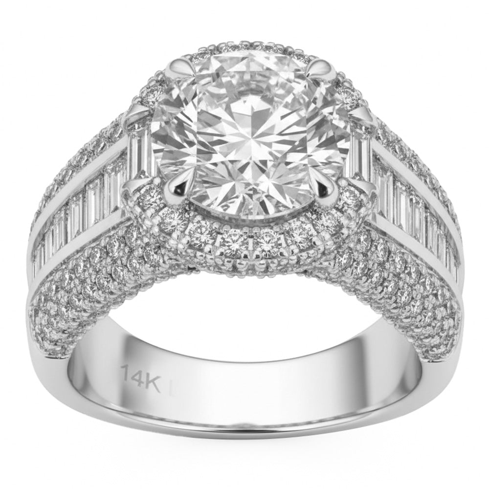 4.94ct 14K White Gold  Diamond Ring Size 6.5