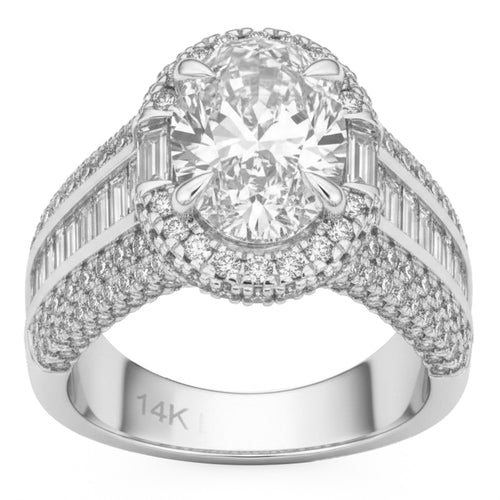 4.96ct 14K White Gold  Diamond Ring Size 6.5
