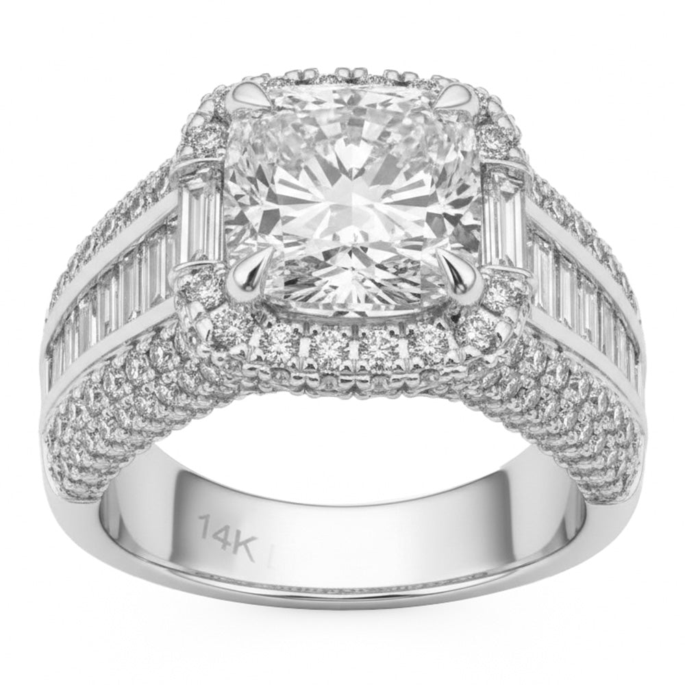 4.92ct 14K White Gold  Diamond Ring Size 6.5
