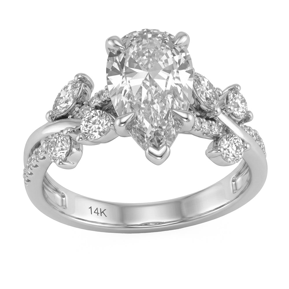 2.6ct 14K White Gold  Diamond Ring Size 6.5