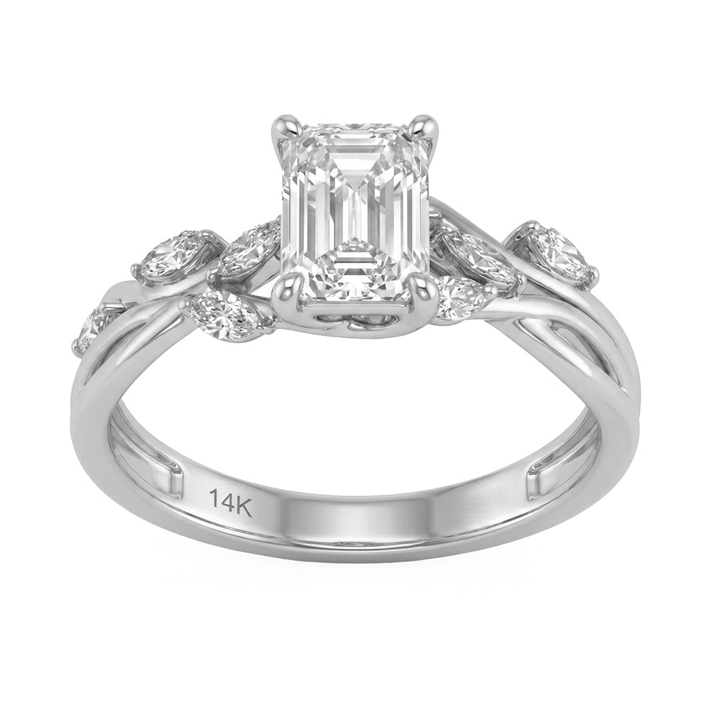1.3ct 14K White Gold  Diamond Ring Size 6.5