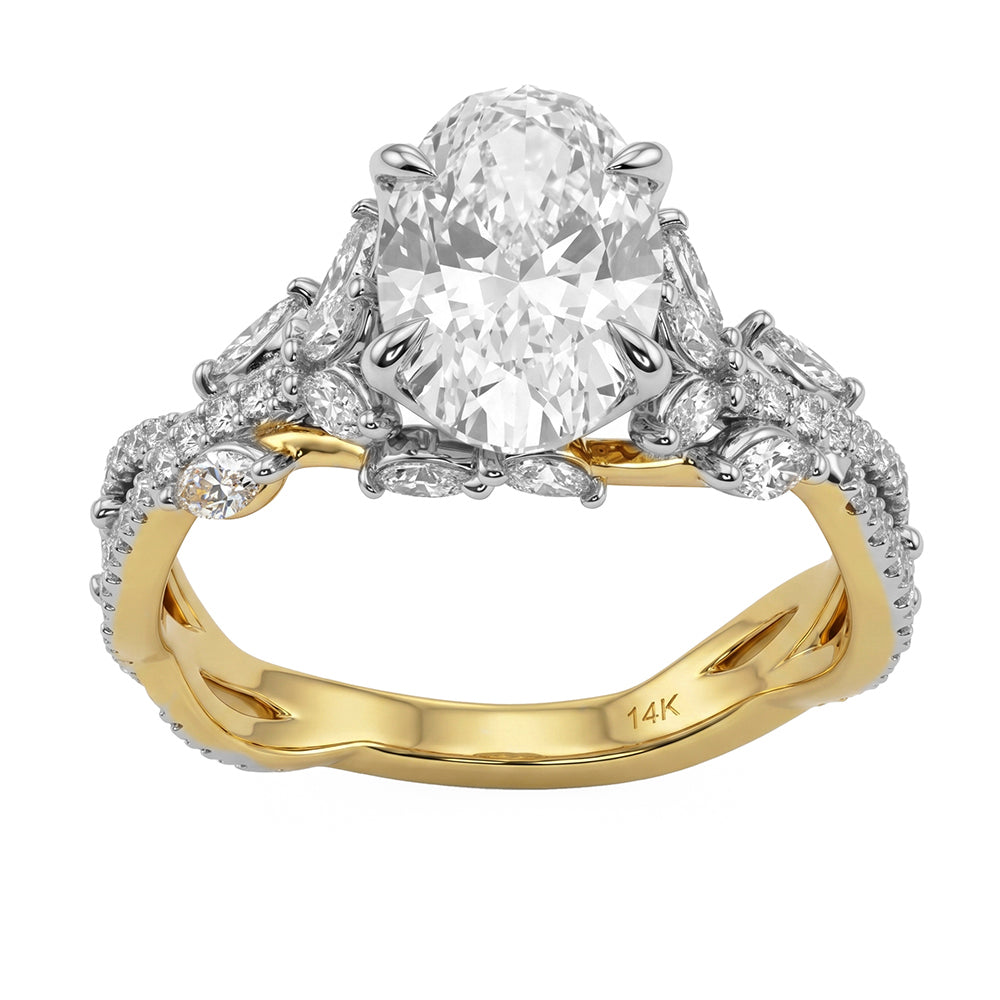 2.81ct 14K Yellow Gold  Diamond Ring Size 6.5