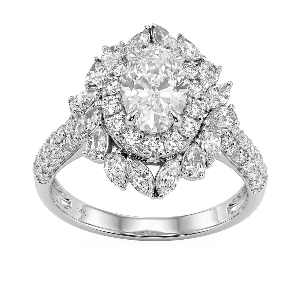 2.43ct 14K White Gold  Diamond Ring Size 6.5