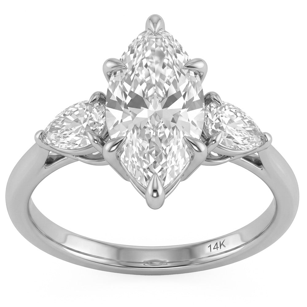 2.54ct 14K White Gold  Diamond Ring Size 6.5