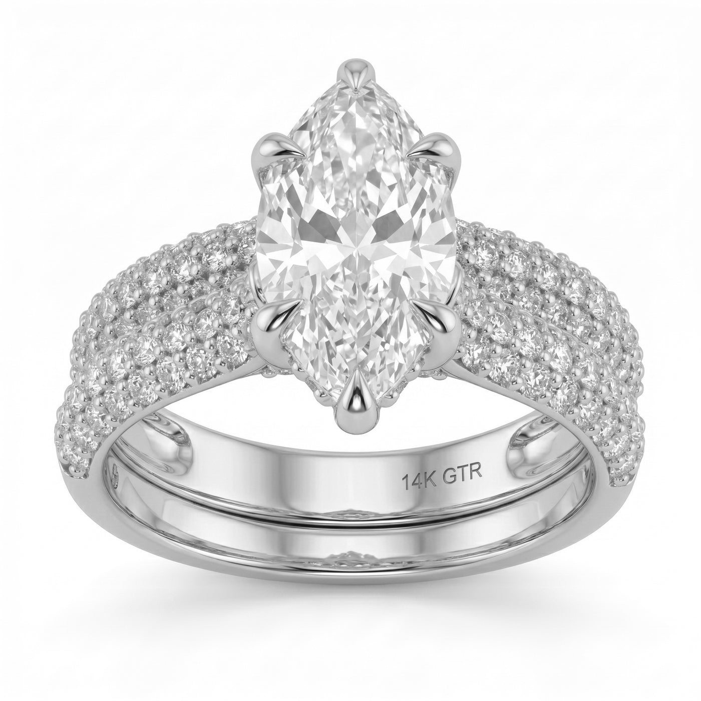3.03ct 14K White Gold  Diamond Ring Size 6.5