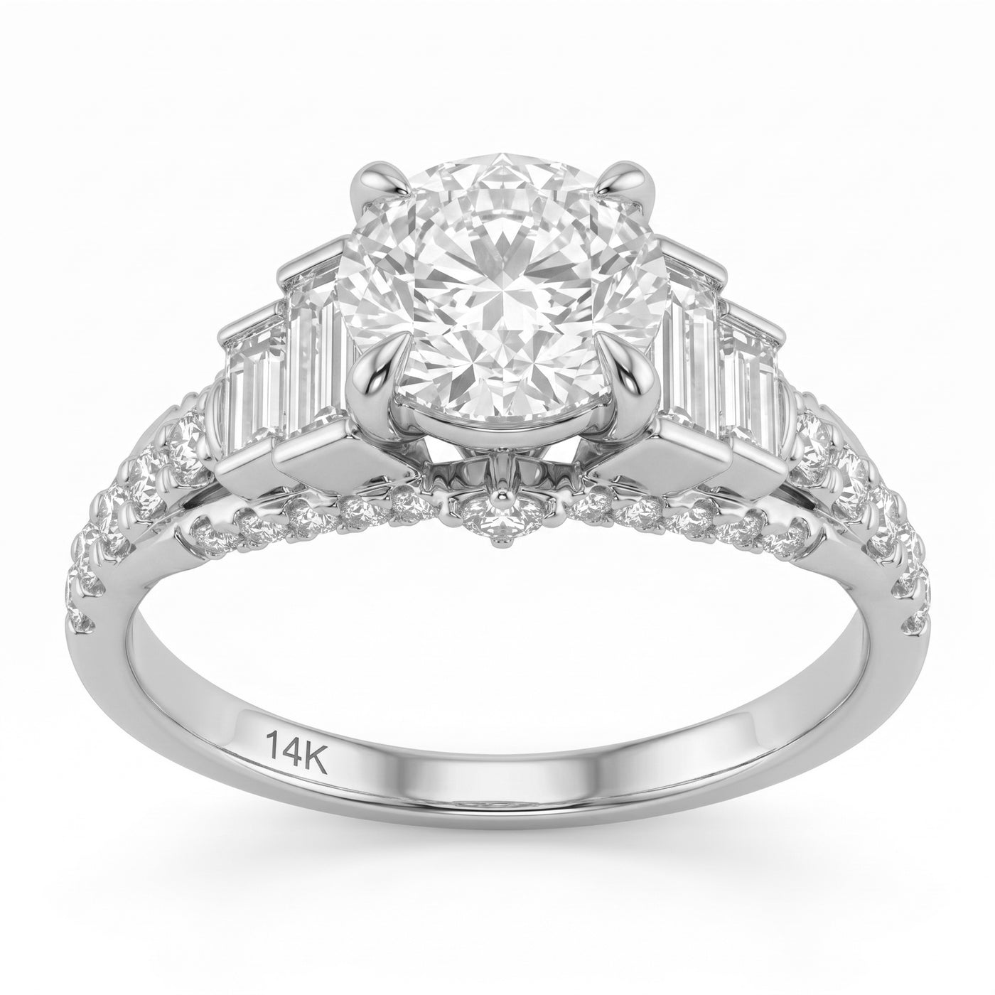 2.97ct 14K White Gold  Diamond Ring Size 6.5