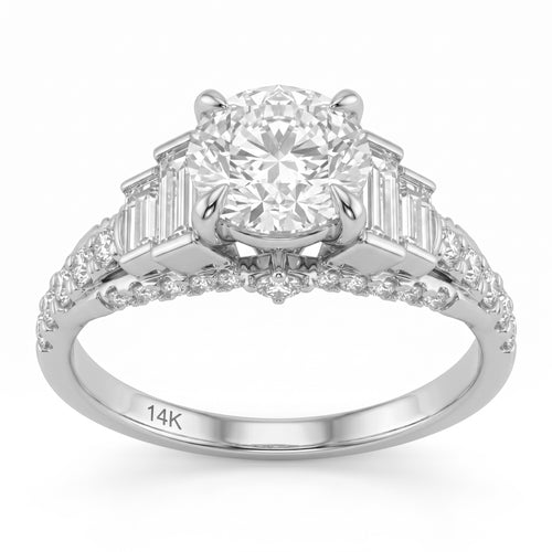 2.97ct 14K White Gold  Diamond Ring Size 6.5