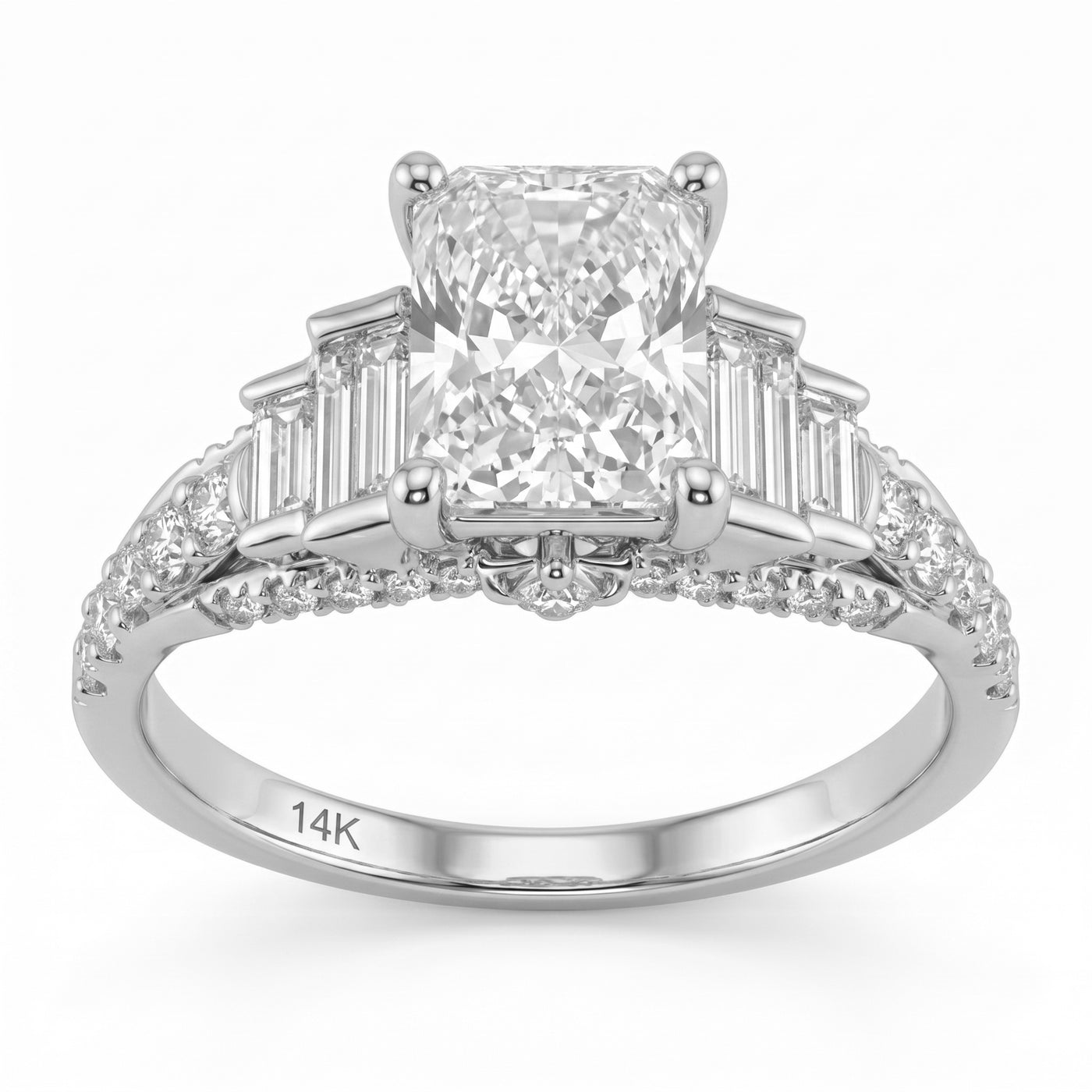 3.04ct 14K White Gold  Diamond Ring Size 6.5