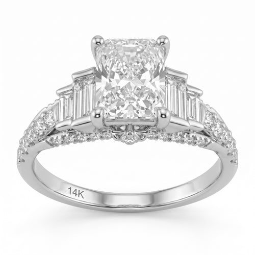 3.04ct 14K White Gold  Diamond Ring Size 6.5
