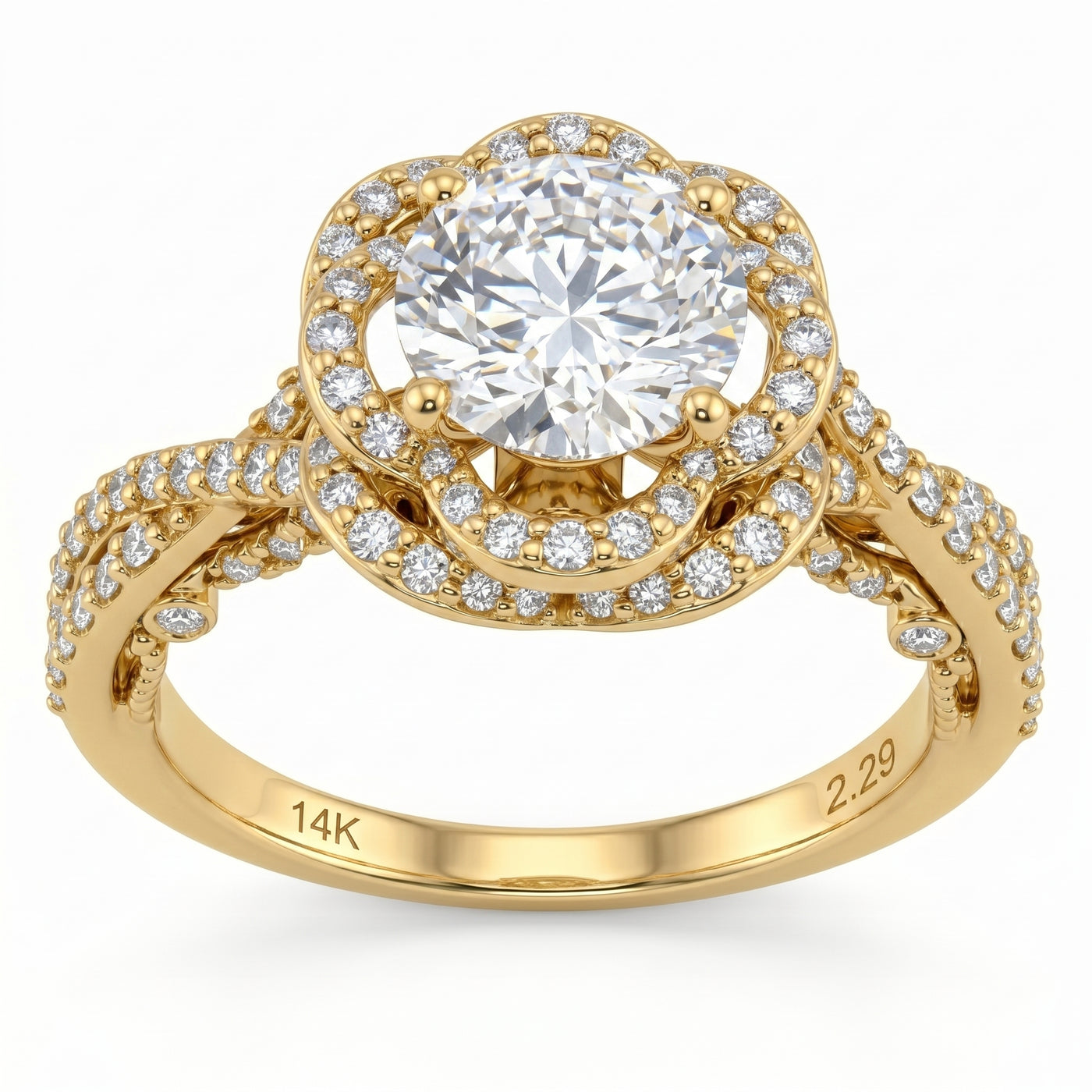 2.23ct 14K Yellow Gold  Diamond Ring Size 6.5