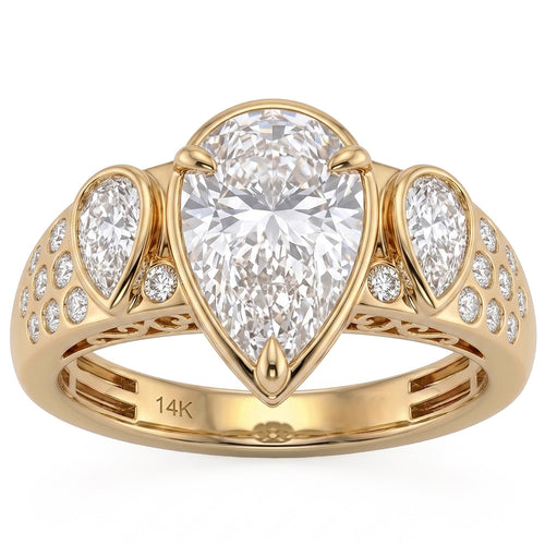 2.9ct 14K Yellow Gold  Diamond Ring Size 6.5