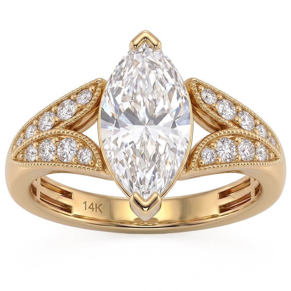 2.32ct 14K Yellow Gold  Diamond Ring Size 6.5